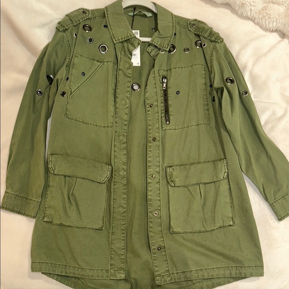 Zara Jackets & Blazers - Zara Green‎ Military Style Jacket with Grommet Details womens s